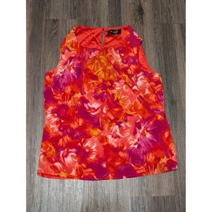 St John Floral Print Sleeveless Bright Colorful Blouse Top‎  Size 10(Read)